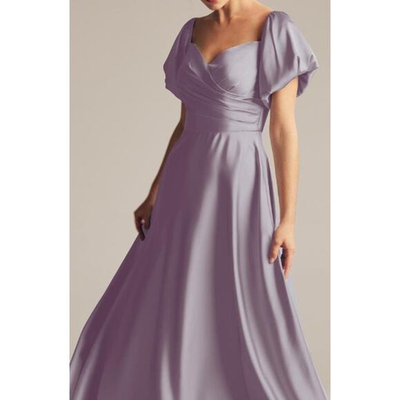 AW BRIDAL SZ 22 3X plus purple haze Dey satin formal prom maxi dress NEW B107 - Picture 1 of 9